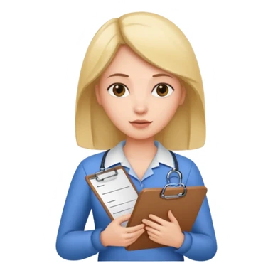 women with clipboard pressed to her chest sticker