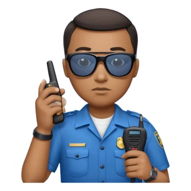 school security, blue cloth, sun glasses, holding walkie-talkie sticker