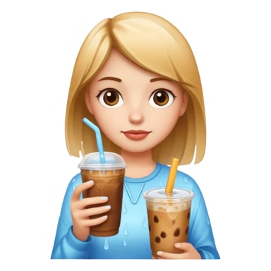 Girl holding iced coffee sticker