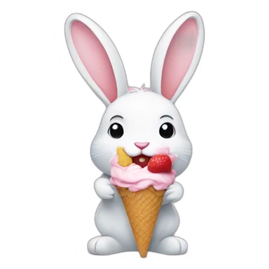 rabbit eating ice cream sticker