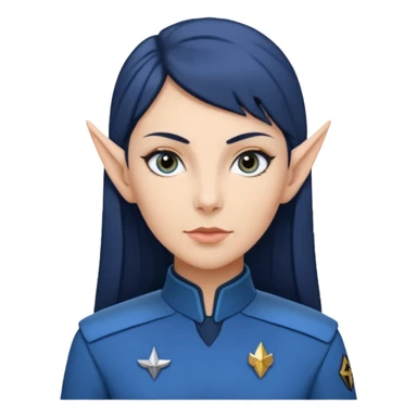 female Vulcan in Starfleet blue uniform (Star Trek) no green face sticker