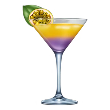 Cocktail with a passion fruit floating in the middle in a martini glass sticker
