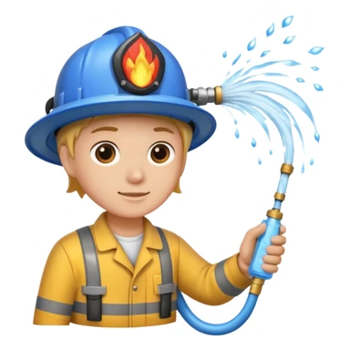 A hand holding a water hose and extinguishing the fire, no man sticker