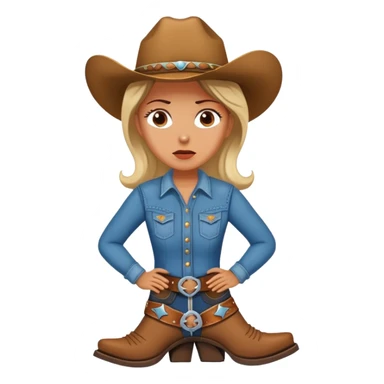 A woman in pain wearing cowboy boots  sticker