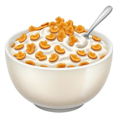 a bowl of cereal with milk with no spoon sticker
