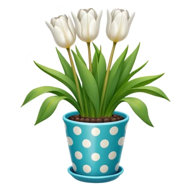 White tulips in polka dot pot  sticker