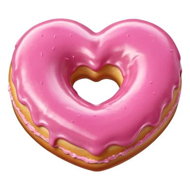 Realistic isolated heart shaped donut with pink frosting. sticker