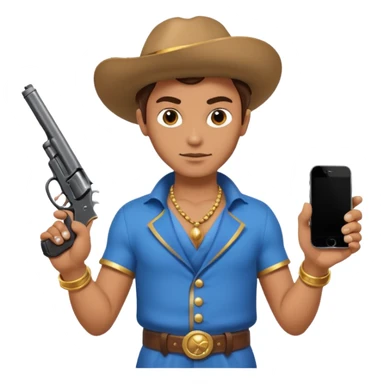 genie holding a revolver in one hand and an iphone on the other sticker