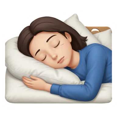 middle school student sleeping in bed, head on pillow, eyes closed, soft lighting sticker