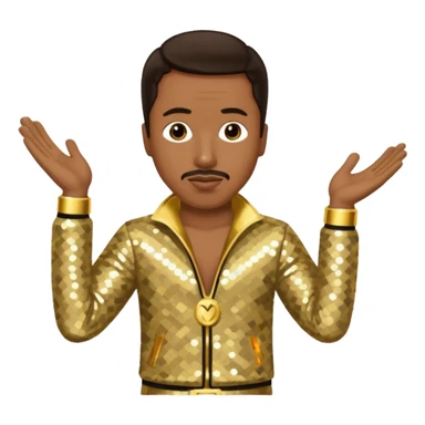 MC Hammer with dark brown hair, gold sequin outfit sticker