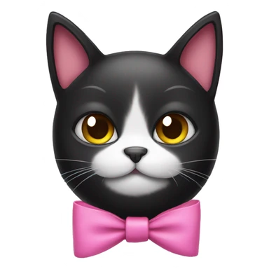 Black cat wearing a pink bow sticker