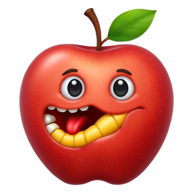 worm make a hole on apple sticker