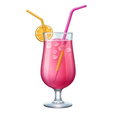 Refreshing pink fruity drink with straw in a glass sticker