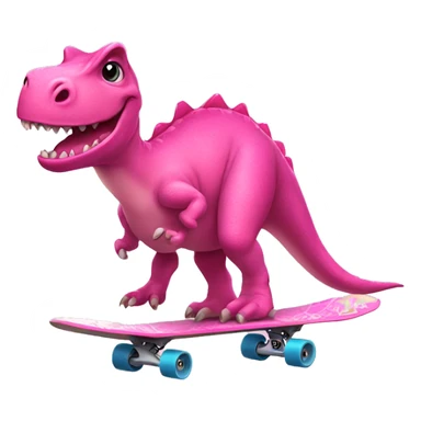 pink dinosaur riding a pink skateboard  sticker