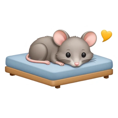 Crea una imagen de un rato adorable gris parecido a este 🐭 donde este duermiendo en una cama y de su cabeza aparezca esto 💤 indicando q está muy dormido.  sticker