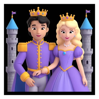 prince and princess disny dress close up photo in castle sticker