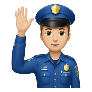 a white police man with one hand up telling the traffic to stop, hand a bit low sticker