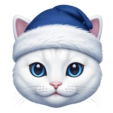 white cat with dark blue beanie sticker