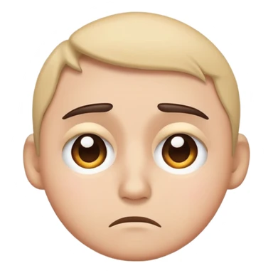 realistic sad face emoji with a green background, downturned eyebrows, emotional expression sticker