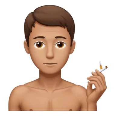 Shirtless thin man with a cigarette and short brown hair sticker