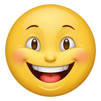 Emoji, yellow round laughing face, wide smile sticker