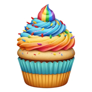 cupcake with beige frosting and rainbow sprinkles sticker