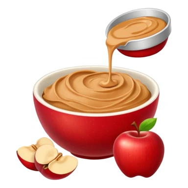 apple pieces in bowl with peanutbutter sticker