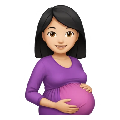 pregnant asian woman with black hair sticker