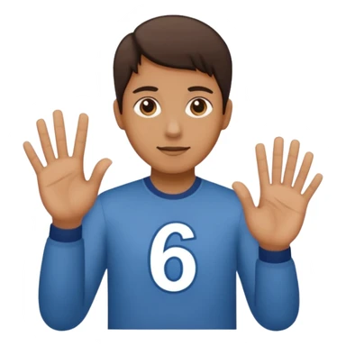 🤷🏻‍♂️ number 6 in left hand and number 7 in the right hand sticker