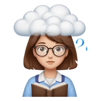 determined shy girl who is dreaming of 100%on her exam in a dream cloud   brown hair sticker