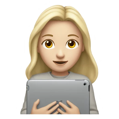 Apple grey ipad in girls hands (blond Girl whole height) sticker