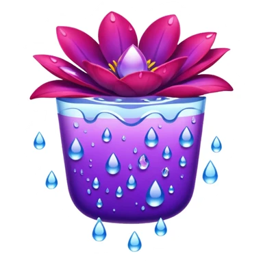 Receptacle red in soft purple, and vivid violet, with realistic soft petals that display water droplets  sticker