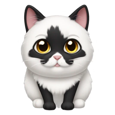 Fat fluffy black and white tuxedo cat sticker