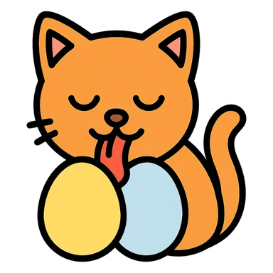cat licking eggs icon sticker