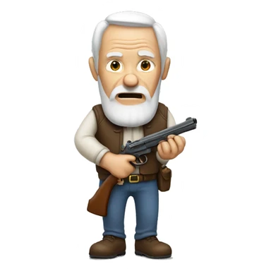 Old man holding gun sticker