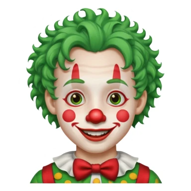 boy clown with curly green hair sticker