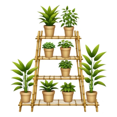 Large multi-tier multi-level plant rack constructed from thin bamboo poles  sticker