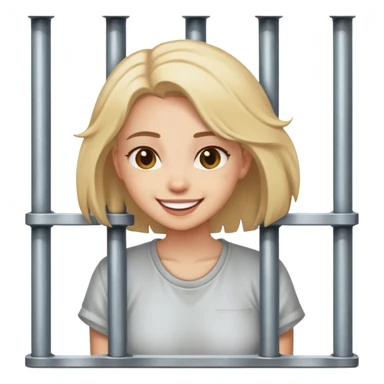 smiling girl in outdoor setting in jail sticker