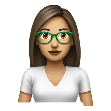 Développeur web qui porte des lunettes avec un pc dans les mains. femme blanche cheveux mi long marrons yeux verts et taches de rousseur sur le nez sticker