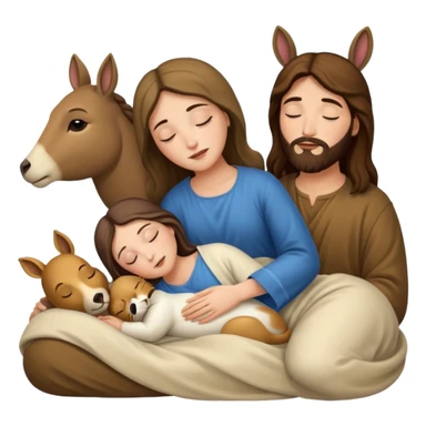 Marie Joseph Jesus et les animaux font tous dodo sticker