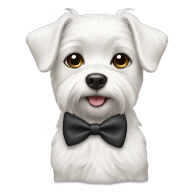 Small white dog wearing bow tie sticker