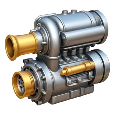Emoji icon of a turbocharged engine with spark effects and metallic shine sticker