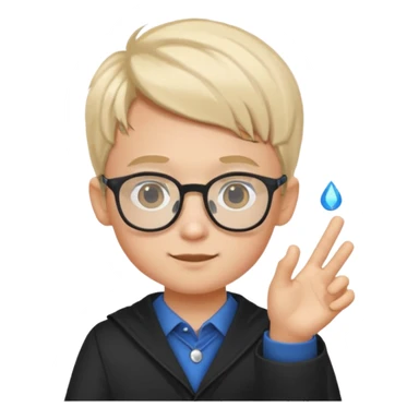 3D imoji of  The little boy who is a magic designer, he is a graphic designer, he should not be holding anything hand down sticker