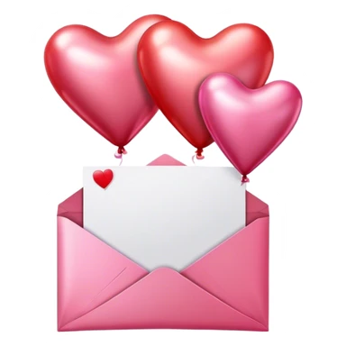 love letter in pink and red metallic heart-shaped balloons sticker