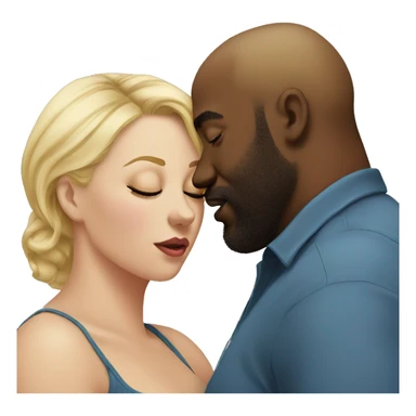 Fat blonde woman kissing bearded black man bald sticker