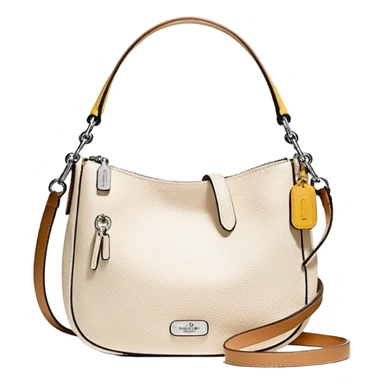 Coach Women's Hadley Mini Crossbody Bag in Pebbled Leather all white beige rectangle
 sticker