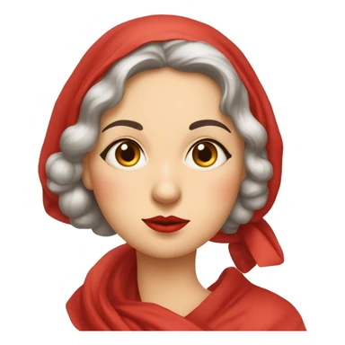 A 1940s Russian woman with a red handkerchief wrapped around her head. A stoic and serious expression is placed upon the woman’s face. Her finger is pressed to her lips, showing not to speak sticker