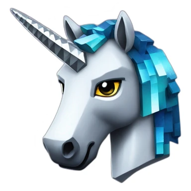 Minecraft Glitter Black Unicorn Head With Diamond Horn sticker