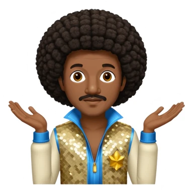 Walter Williams from The O'Jays with dark brown afro hair, cream sequin outfit sticker