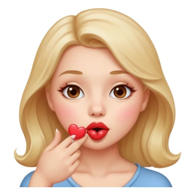 A cute circular blowing a smooch kiss and little bite on the lower lip sticker